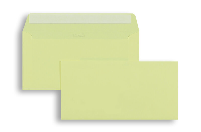enveloppes colorées jaune (jaune citron) 110 x 220 mm (dl) | 90 g/m² caribic | sans fenêtre | fermeture adhésive | rabat droit | 250 pièces