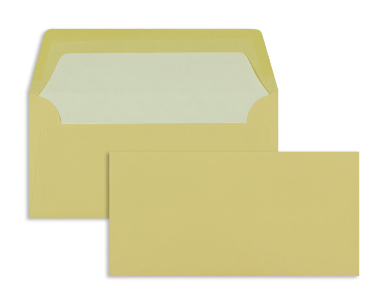 enveloppes colorées jaune (jaune melon) 110 x 220 mm (dl) | 100 g/m² côtelé (paperado) | sans fenêtre | fermeture gommée | rabat droit | 100 pièces