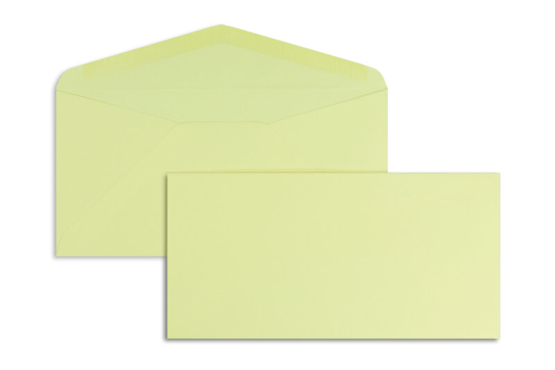 enveloppes colorées jaune (jaune sahara) 110 x 220 mm (dl) | 120 g/m² offset | sans fenêtre | fermeture gommée | rabat pointu | 100 pièces