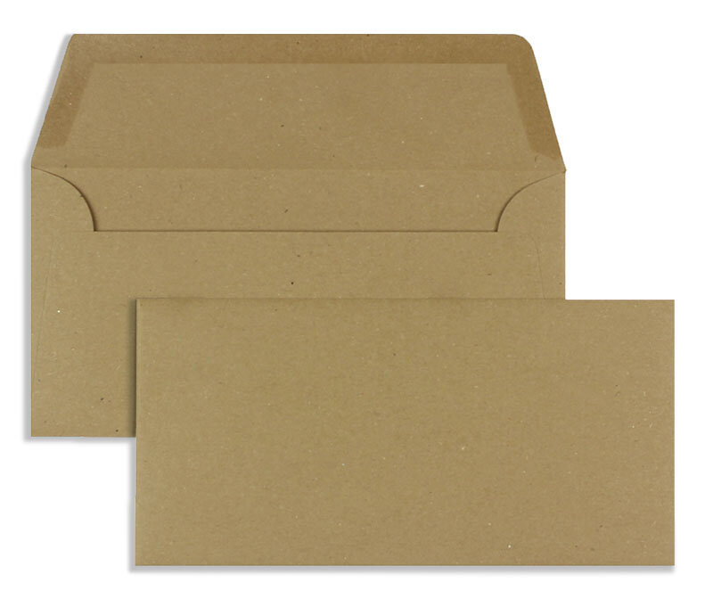 enveloppes colorées marron (kraft) 110 x 220 mm (dl) | 120 g/qm paperado | sans fenêtre | fermeture gommée | rabat droit | 100 pièces