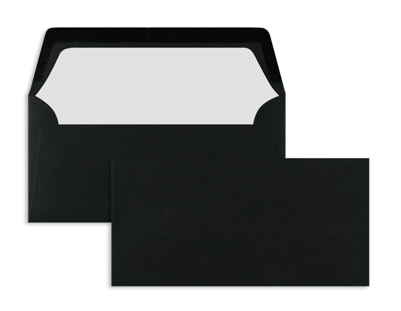 enveloppes colorées noir 110 x 220 mm (dl) | 100 g/m² paperado gerippt | sans fenêtre | fermeture gommée | rabat droit | 100 pièces