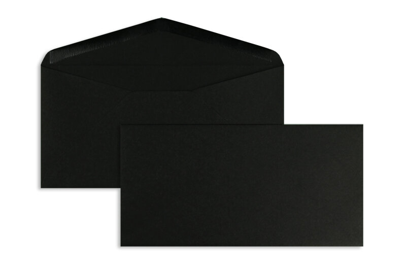 enveloppes colorées noir 110 x 220 mm (dl) | 120 g/m² offset | sans fenêtre | fermeture gommée | rabat pointu | 100 pièces