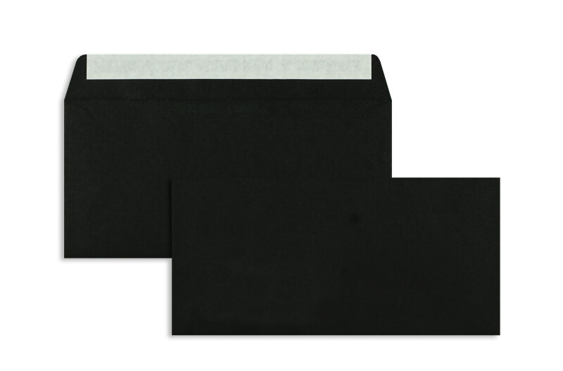 enveloppes colorées noir 110 x 220 mm (dl) | 90 g/m² caribic | sans fenêtre | fermeture adhésive| 250 pièces