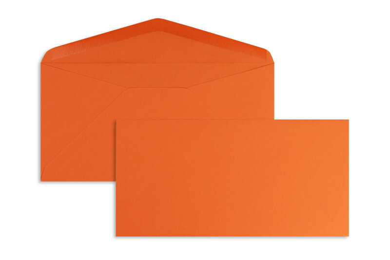 enveloppes colorées orange (nectarine) 110 x 220 mm (dl) | 120 g/m² offset | sans fenêtre | fermeture gommée | rabat pointu | 100 pièces