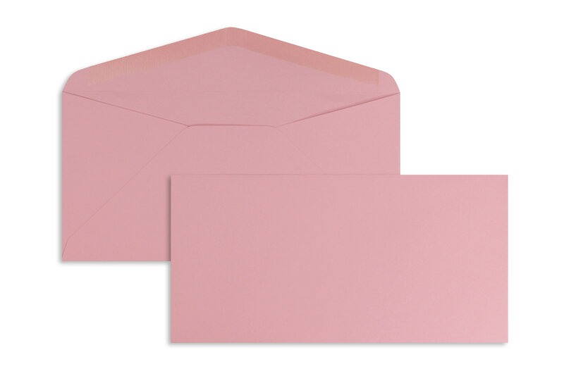 enveloppes colorées rose (rose épais) 110 x 220 mm (dl) | 120 g/m² offset | sans fenêtre | fermeture gommée | rabat pointu | 100 pièces