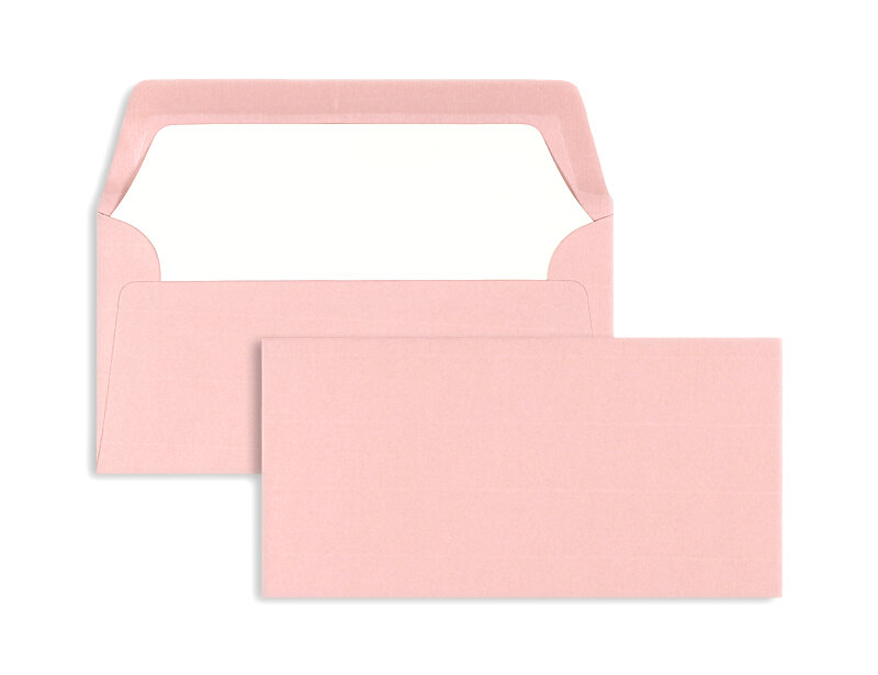 enveloppes colorées rose (vieux rose) 110 x 220 mm (dl) | 100 g/qm côtelé (paperado) | sans fenêtre | fermeture gommée | rabat droit | 100 pièces