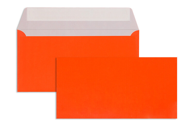 enveloppes colorées rouge (rouge néon) 110 x 220 mm (dl) | 90 g/qm offset | sans fenêtre | fermeture adhésive | rabat droit | 100 pièces