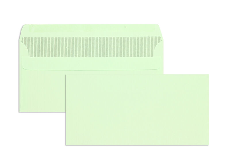 enveloppes colorées vert 110 x 220 mm (dl) | 80 g/m² offset | sans fenêtre | fermeture autocollante | rabat droit | 1000 pièces