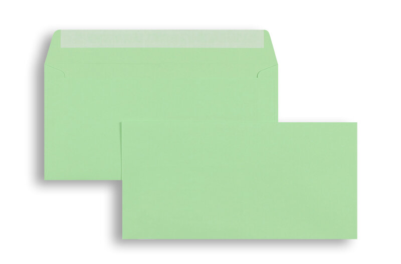 enveloppes colorées vert 110 x 220 mm (dl) | 90 g/m² caribic | sans fenêtre | fermeture adhésive | rabat droit | 250 pièces