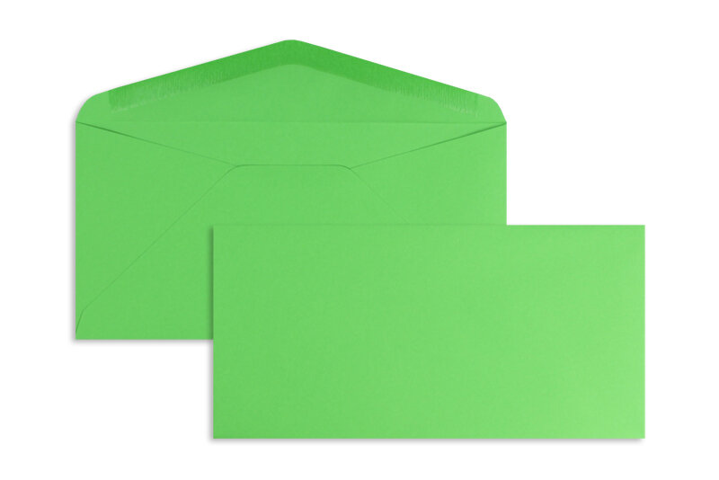 enveloppes colorées vert (émeraude) 110 x 220 mm (dl) | 120 g/m² offset | sans fenêtre | fermeture gommée | rabat pointu | 100 pièces
