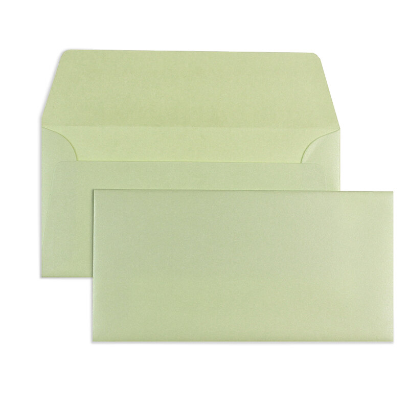 enveloppes colorées vert (fresh mint métallicque) 110 x 220 mm (dl) | 120 g/qm fine paper | sans fenêtre | fermeture gommée | rabat droit | 100 pièces