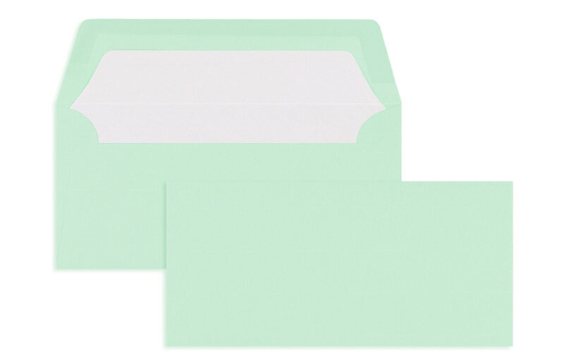 enveloppes colorées vert (menthe) 110 x 220 mm (dl) | 100 g/qm côtelé (paperado) | sans fenêtre | fermeture gommée | rabat droit | 100 pièces