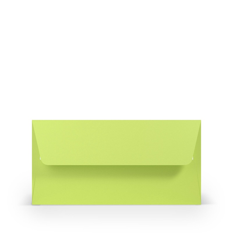 enveloppes colorées vert (vert de mai) 110 x 220 mm (dl) | 100 g/m² côtelé (paperado) | sans fenêtre | fermeture adhésive | rabat droit | 100 pièces
