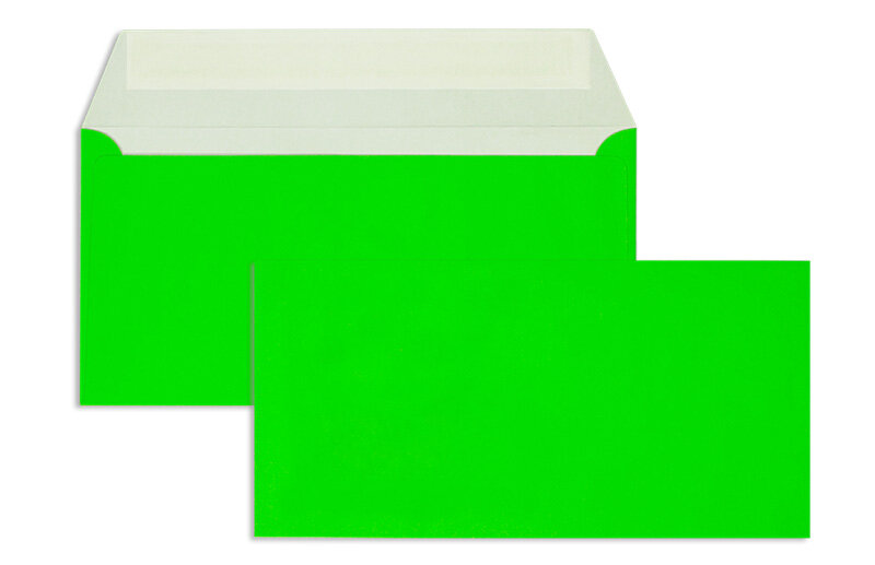 enveloppes colorées vert (vert néon) 110 x 220 mm (dl) | 90 g/qm offset | sans fenêtre | fermeture adhésive | rabat droit | 100 pièces