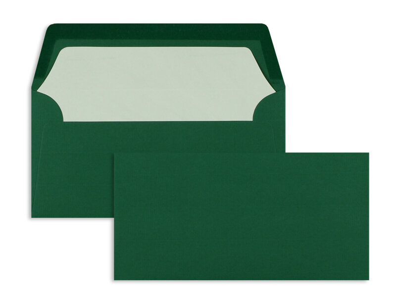 enveloppes colorées vert (vert sapin) 110 x 220 mm (dl) | 100 g/m² côtelé (paperado) | sans fenêtre | fermeture gommée | rabat droit | 100 pièces