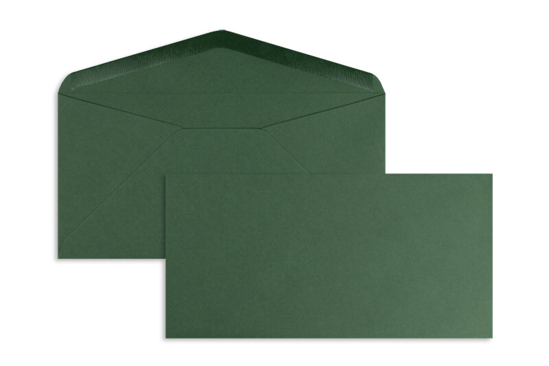 enveloppes colorées vert (vert sapin) 110 x 220 mm (dl) | 120 g/m² offset | sans fenêtre | fermeture gommée | rabat pointu | 100 pièces