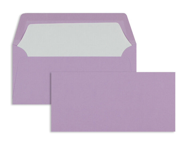 enveloppes colorées violet (orchidée lilas) 110 x 220 mm (dl) | 100 g/m² côtelé (paperado) | sans fenêtre | fermeture gommée | rabat droit | 100 pièces