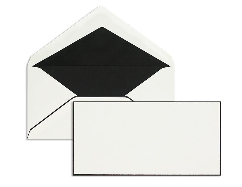 enveloppes de deuil blanc 110 x 220 mm (dl) | 100 g/m² mat | sans fenêtre | fermeture gommée | rabat pointu | 100 pièces