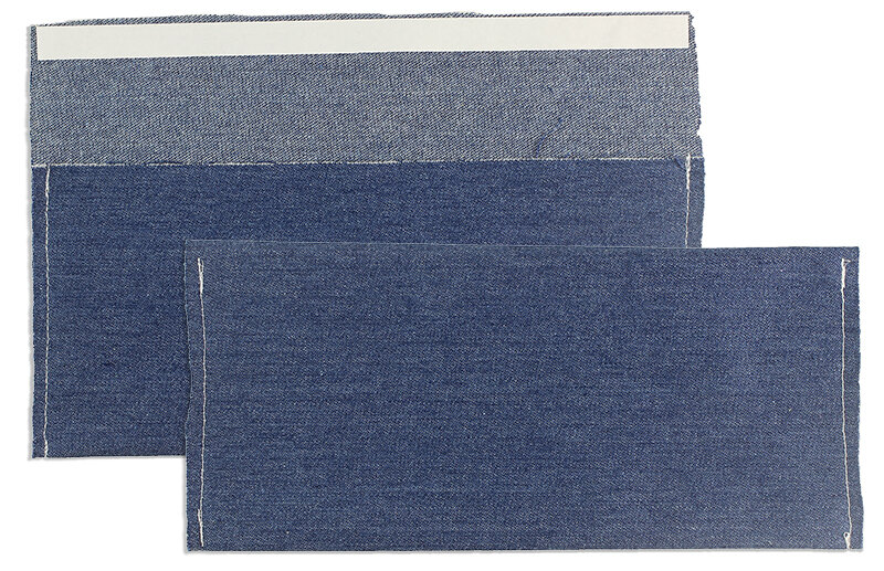 enveloppes textiles colorées bleu (blue-jeans) 110 x 220 mm (dl) | 240 g/qm coton | sans fenêtre | fermeture adhésive | rabat droit | 5 pièces