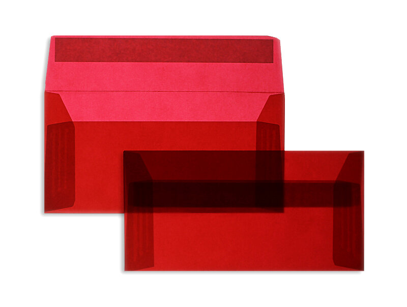 Enveloppes transparentes Rouge (Transparent rouge intense) 110 x 220 mm