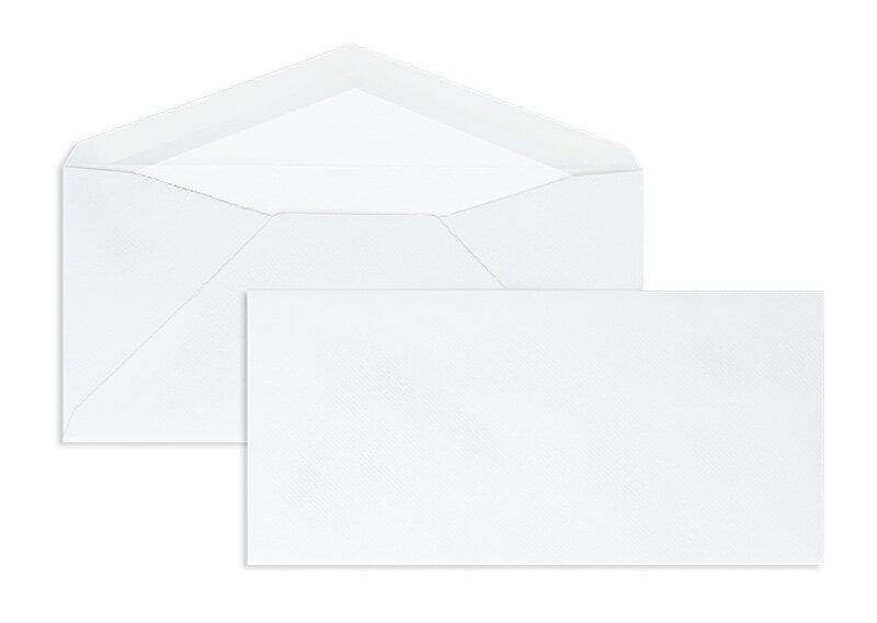 enveloppes blanc (blanc côtelé) 110 x 225 mm (dl) | 100 g/m² bord frangeux | sans fenêtre | fermeture gommée | rabat pointu | 100 pièces