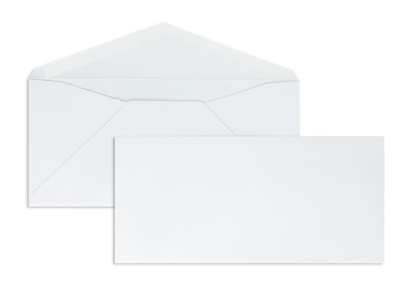 enveloppes blanc (blanc côtelé) 110 x 225 mm (dl) | 135 g/m² bord frangeux | sans fenêtre | fermeture gommée | rabat pointu | 100 pièces