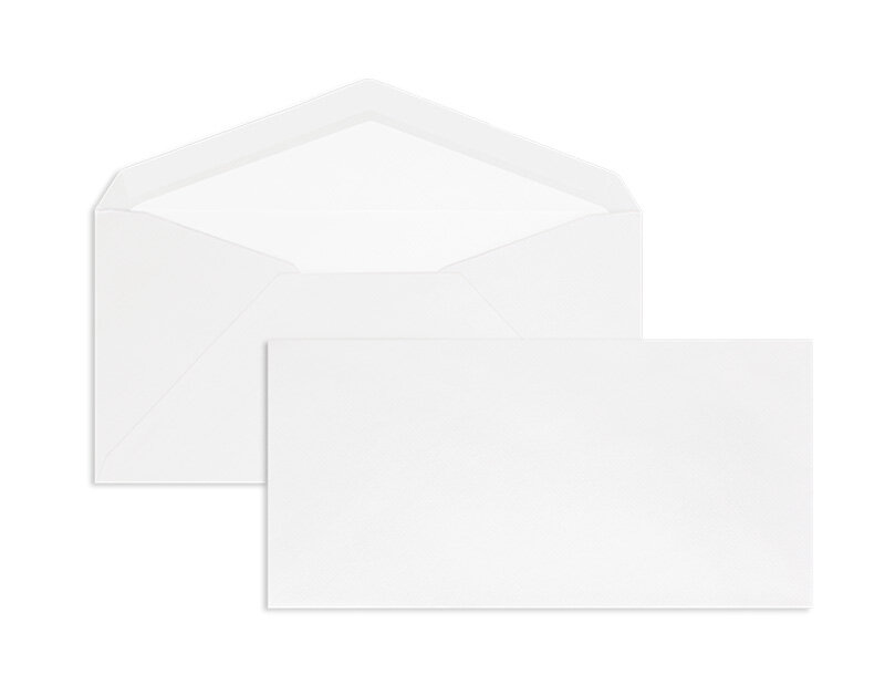 enveloppes blanc (blanc naturel) 110 x 225 mm (dl) | 100 g/m² côtelé | sans fenêtre | fermeture gommée | rabat pointu | 100 pièces