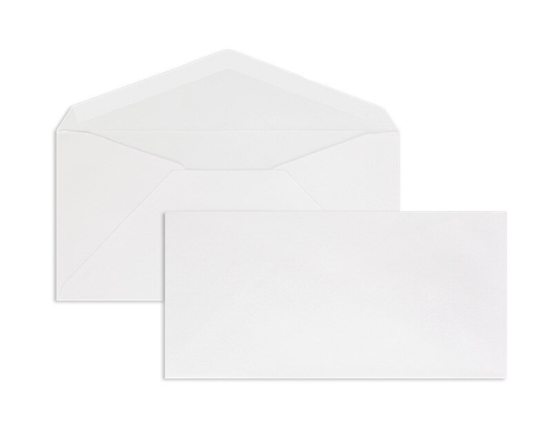 enveloppes blanc (blanc naturel) 110 x 225 mm (dl) | 100 g/m² côtelé | sans fenêtre | fermeture gommée | rabat pointu | 100 pièces