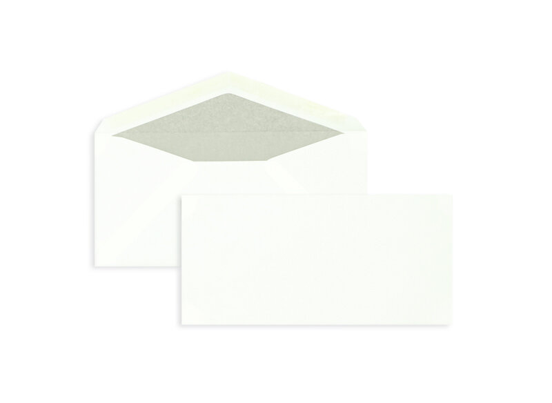 enveloppes blanc (blanc naturel) 110 x 225 mm (dl) | 100 g/m² côtelé | sans fenêtre | fermeture gommée | rabat pointu | 100 pièces