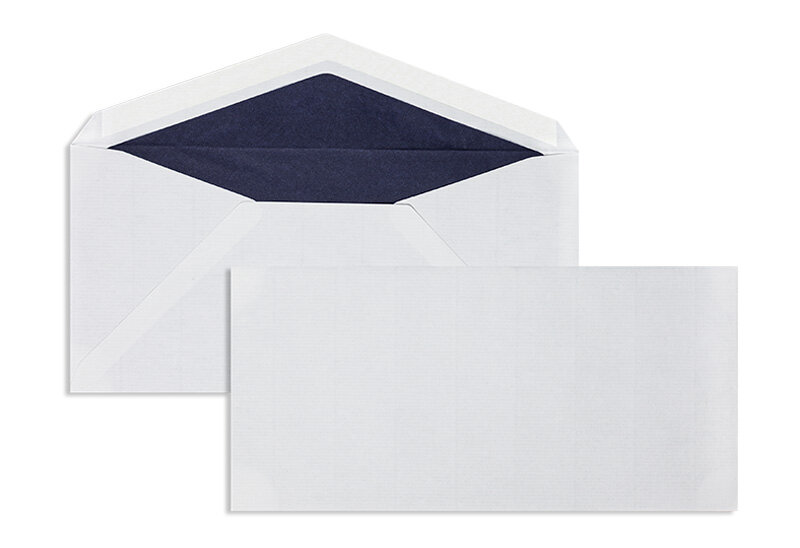 enveloppes blanc (blanc naturel) 110 x 225 mm (dl) | 100 g/m² côtelé | sans fenêtre | fermeture gommée | rabat pointu | 100 pièces