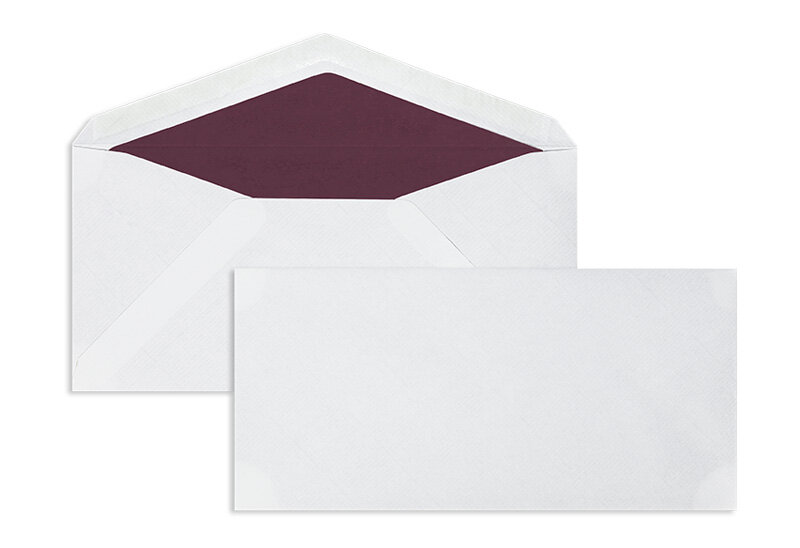 enveloppes blanc (blanc naturel) 110 x 225 mm (dl) | 100 g/m² côtelé | sans fenêtre | fermeture gommée | rabat pointu | 100 pièces