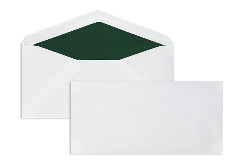 enveloppes blanc (blanc naturel) 110 x 225 mm (dl) | 100 g/m² côtelé | sans fenêtre | fermeture gommée | rabat pointu | 100 pièces