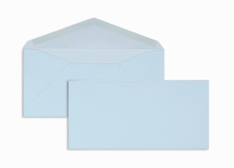 enveloppes colorées bleu 110 x 225 mm (dl) | 100 g/m² côtelé | sans fenêtre | fermeture gommée | rabat pointu | 100 pièces