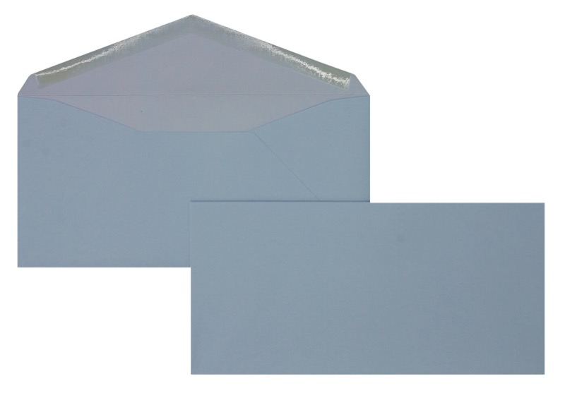enveloppes colorées bleu 110 x 225 mm (dl) | 135 g/m² côtelé | sans fenêtre | fermeture gommée | rabat pointu | 100 pièces