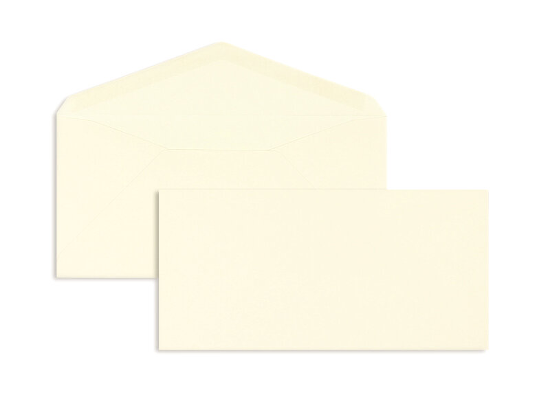 enveloppes colorées crème 110 x 225 mm (dl) | 120 g/m² velin | sans fenêtre | fermeture gommée | rabat pointu | 100 pièces