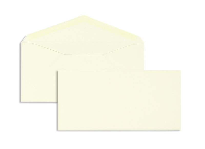 enveloppes colorées crème (blanc crème) 110 x 225 mm | 135 g/qm côtelé | sans fenêtre | fermeture gommée | rabat pointu | 100 pièces
