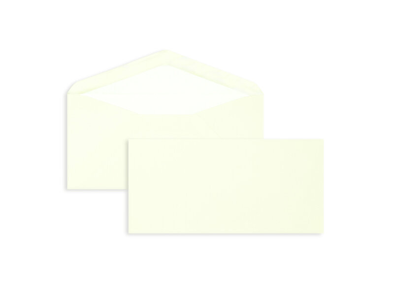 enveloppes colorées crème (blanc crème) 110 x 225 mm (dl) | 100 g/m² côtelé | sans fenêtre | fermeture gommée | rabat pointu | 100 pièces
