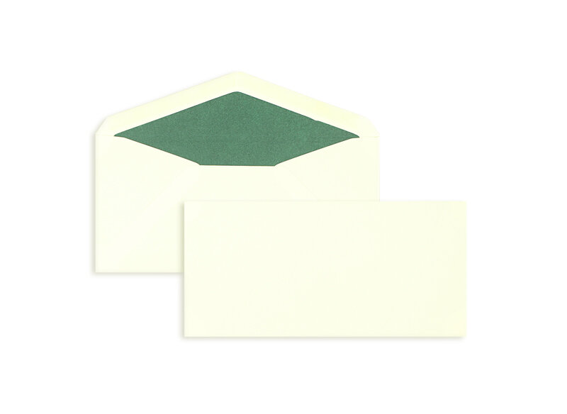 enveloppes colorées crème (blanc crème) 110 x 225 mm (dl) | 100 g/m² côtelé | sans fenêtre | fermeture gommée | rabat pointu | 100 pièces