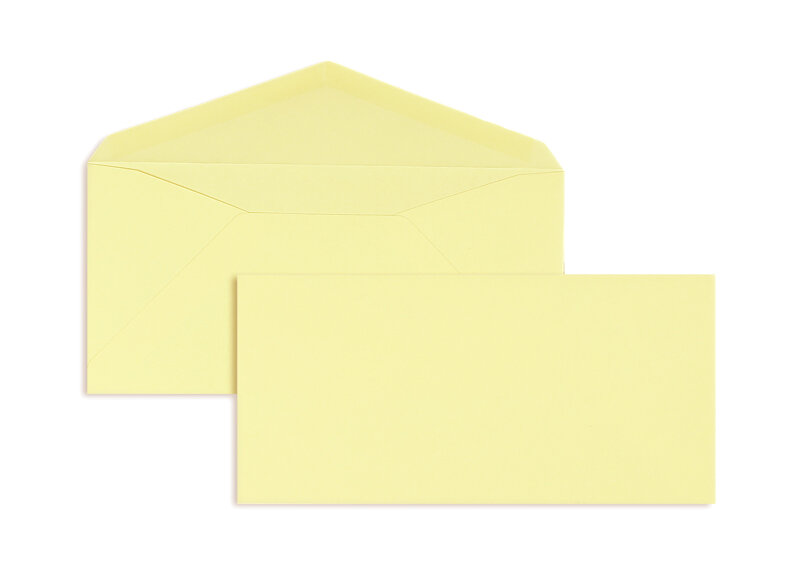 enveloppes colorées jaune (jaune pastel) 110 x 225 mm (dl) | 120 g/m² velin | sans fenêtre | fermeture gommée | rabat pointu | 100 pièces