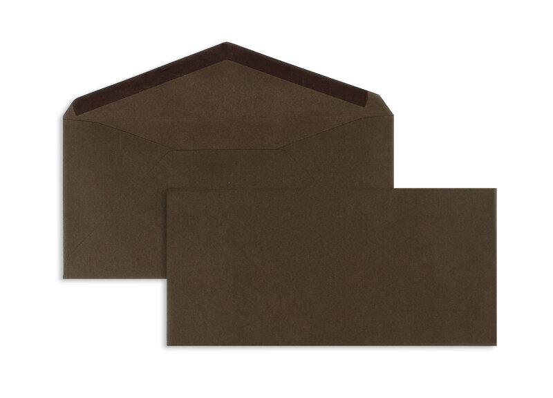enveloppes colorées marron (marron foncé) 110 x 225 mm (dl) | 120 g/m² velin | sans fenêtre | fermeture gommée | rabat pointu | 100 pièces