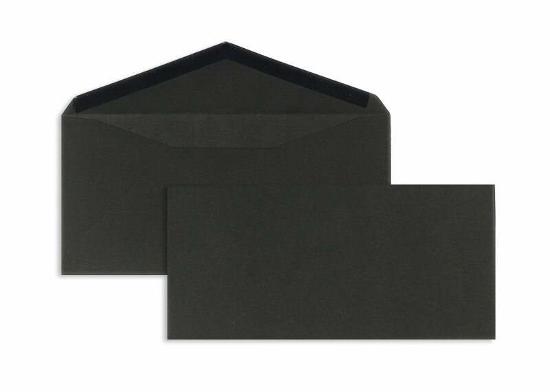 enveloppes colorées noir 110 x 225 mm (dl) | 120 g/m² velin | sans fenêtre | fermeture gommée | rabat pointu | 100 pièces