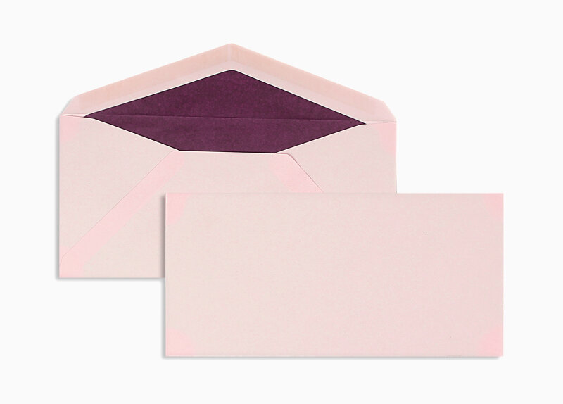 enveloppes colorées rose 110 x 225 mm (dl) | 100 g/m² côtelé | sans fenêtre | fermeture gommée | rabat pointu | 100 pièces
