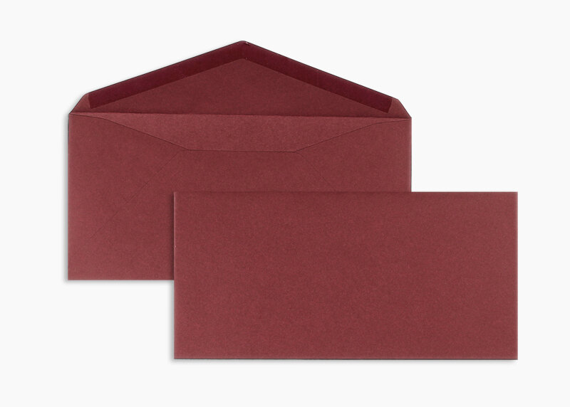 enveloppes colorées rouge (bordeaux) 110 x 225 mm (dl) | 120 g/m² velin | sans fenêtre | fermeture gommée | rabat pointu | 100 pièces