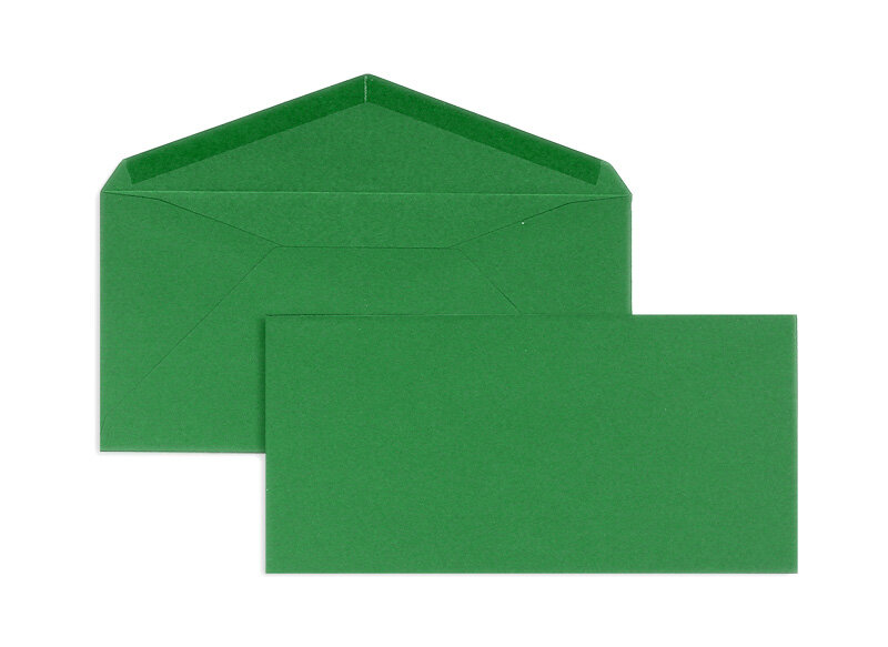 enveloppes colorées vert (vert mousse) 110 x 225 mm (dl) | 120 g/m² velin | sans fenêtre | fermeture gommée | rabat pointu | 100 pièces