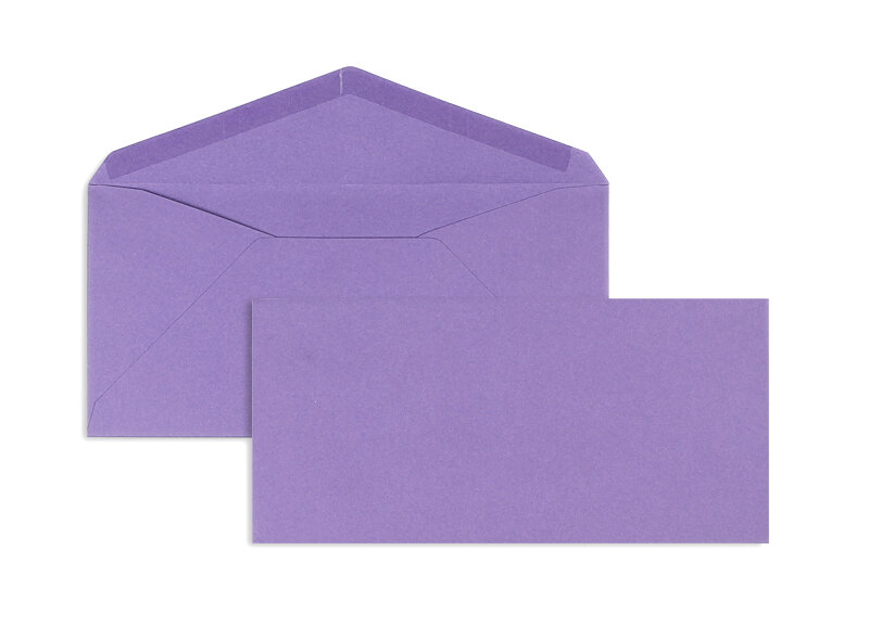 enveloppes colorées violet (lilas) 110 x 225 mm (dl) | 120 g/m² velin | sans fenêtre | fermeture gommée | rabat pointu | 100 pièces