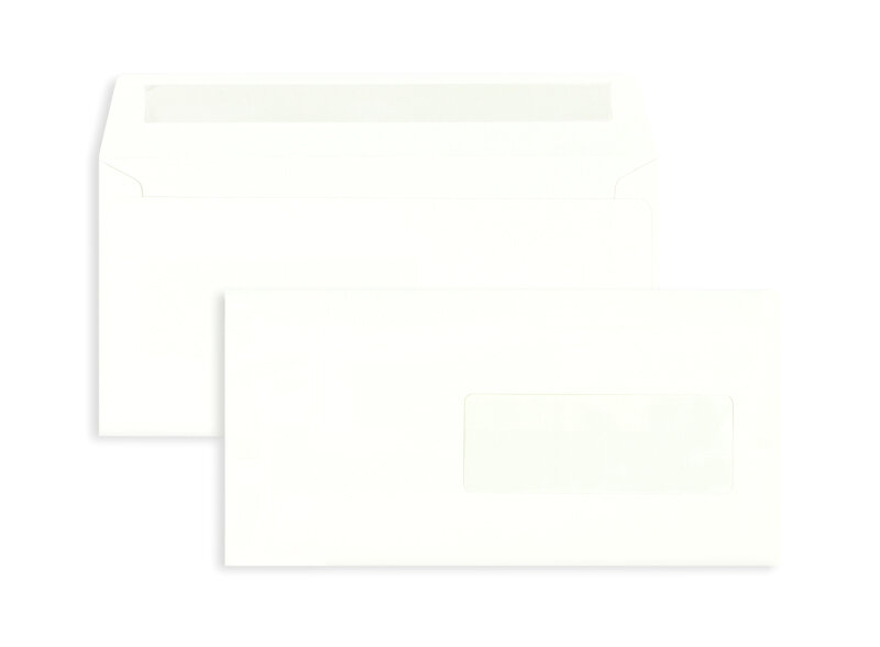 enveloppes blanc (blanc naturel) 115 x 229 mm (din c6/5) | 120 g/qm coton | avec fenêtre | fermeture adhésive | 100 pièces