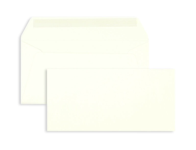 enveloppes blanc (blanc naturel) 115 x 229 mm (din c6/5) | 120 g/m² coton | sans fenêtre | fermeture adhésive | rabat droit | 100 pièces