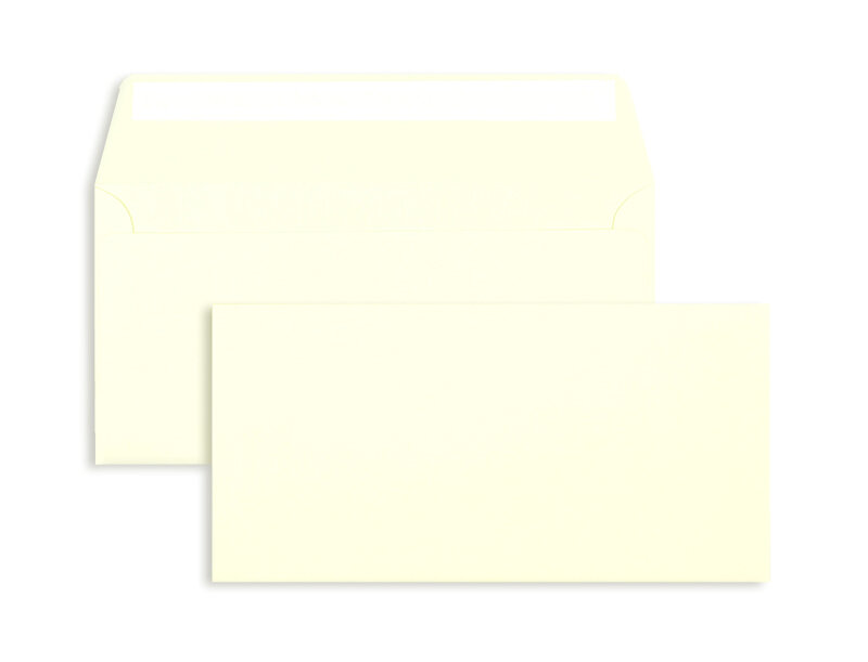 enveloppes colorées crème 115 x 229 mm (din c6/5) | 120 g/m² velin | sans fenêtre | fermeture adhésive | rabat droit | 100 pièces