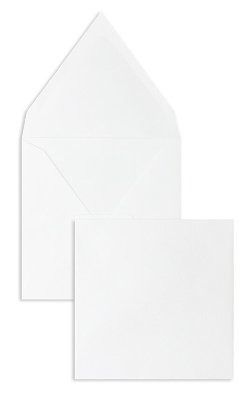 enveloppes blanc (blanc naturel) 120 x 120 mm | 135 g/m² côtelé | sans fenêtre | fermeture gommée | rabat pointu | 100 pièces