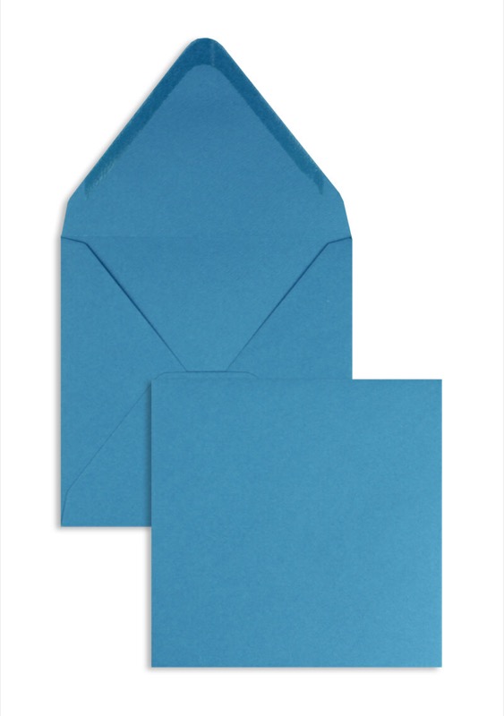 enveloppes colorées bleu (bleu azur) 120 x 120 mm | 120 g/m² offset | sans fenêtre | fermeture gommée | rabat pointu | 100 pièces